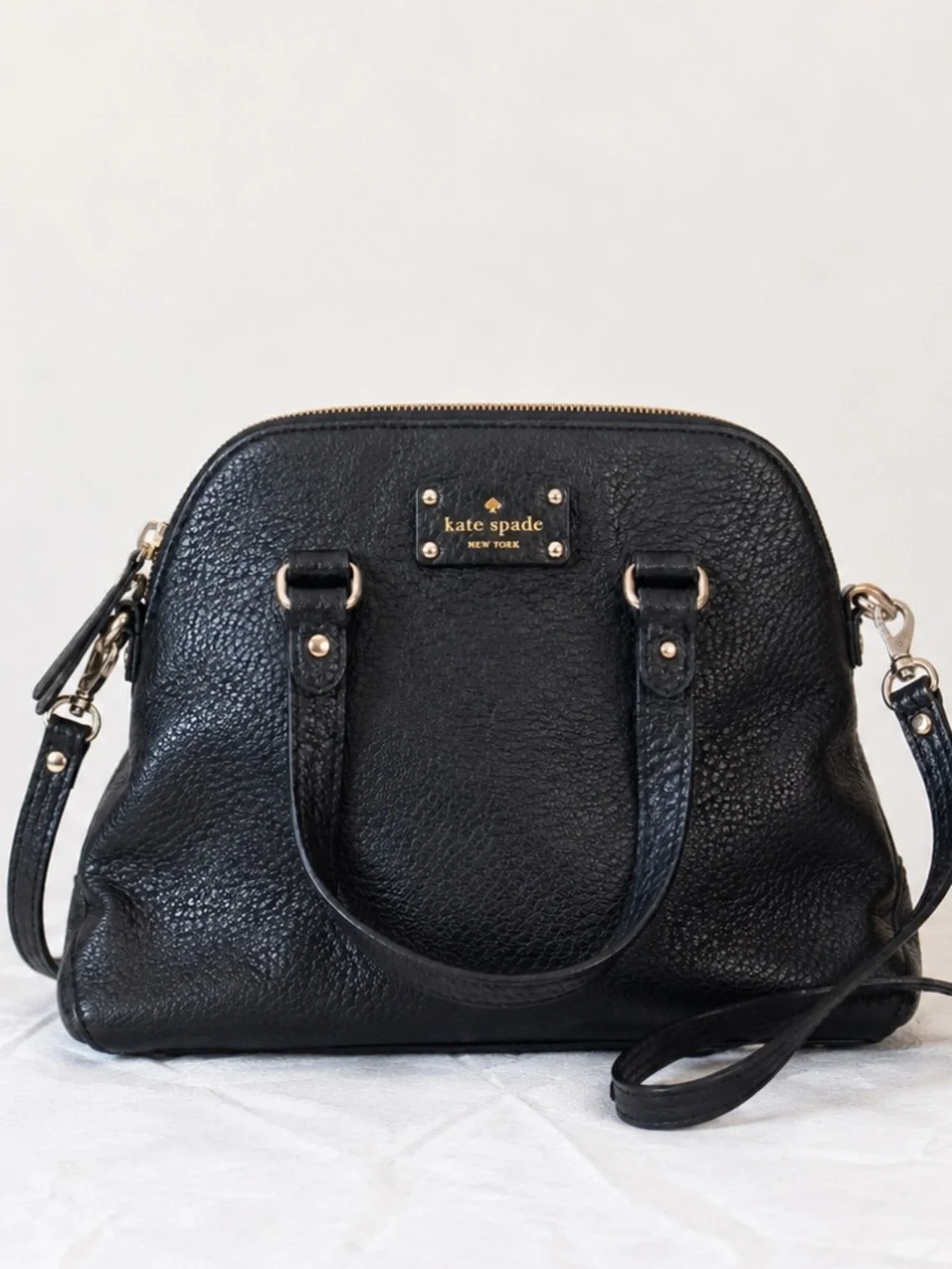 Kate Spade New York Black Pebbled Leather Satchel Crossbody Bag